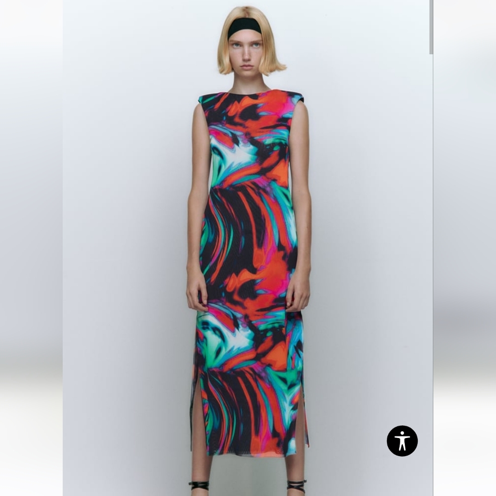 NWT Zara printed tulle midi dress